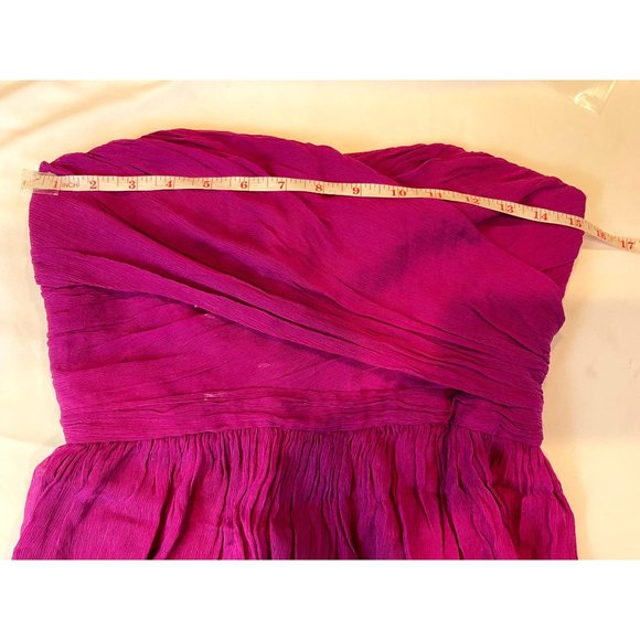 J. Crew Women's Dress Silk Chiffon Strapless Formal Raspberry Magenta Size 4 - Picture 5 of 8